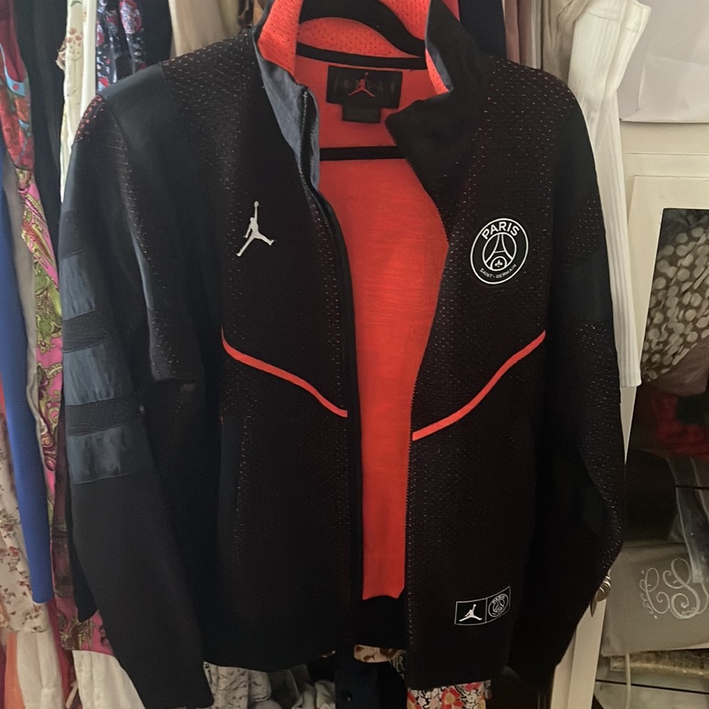 Air Jordan Saint Germain Paris zippered jacket. Never worn XS black and orange
